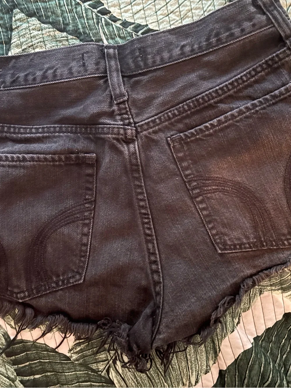 Hollister Black Ripped High-Rise Denim Shorts